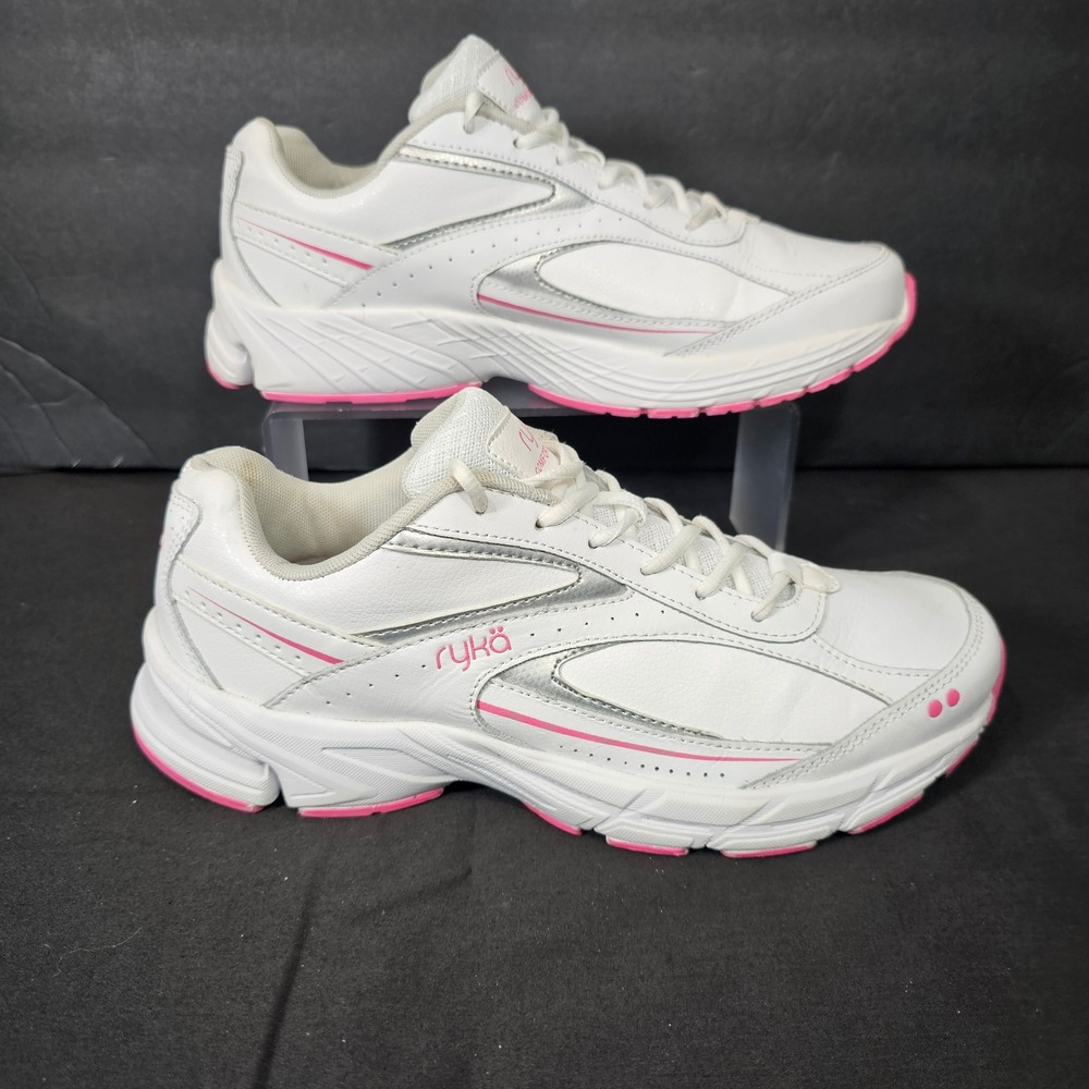 Ryka Comfort Walk White Pink Silver Memory Foam Sneakers Womens 10M